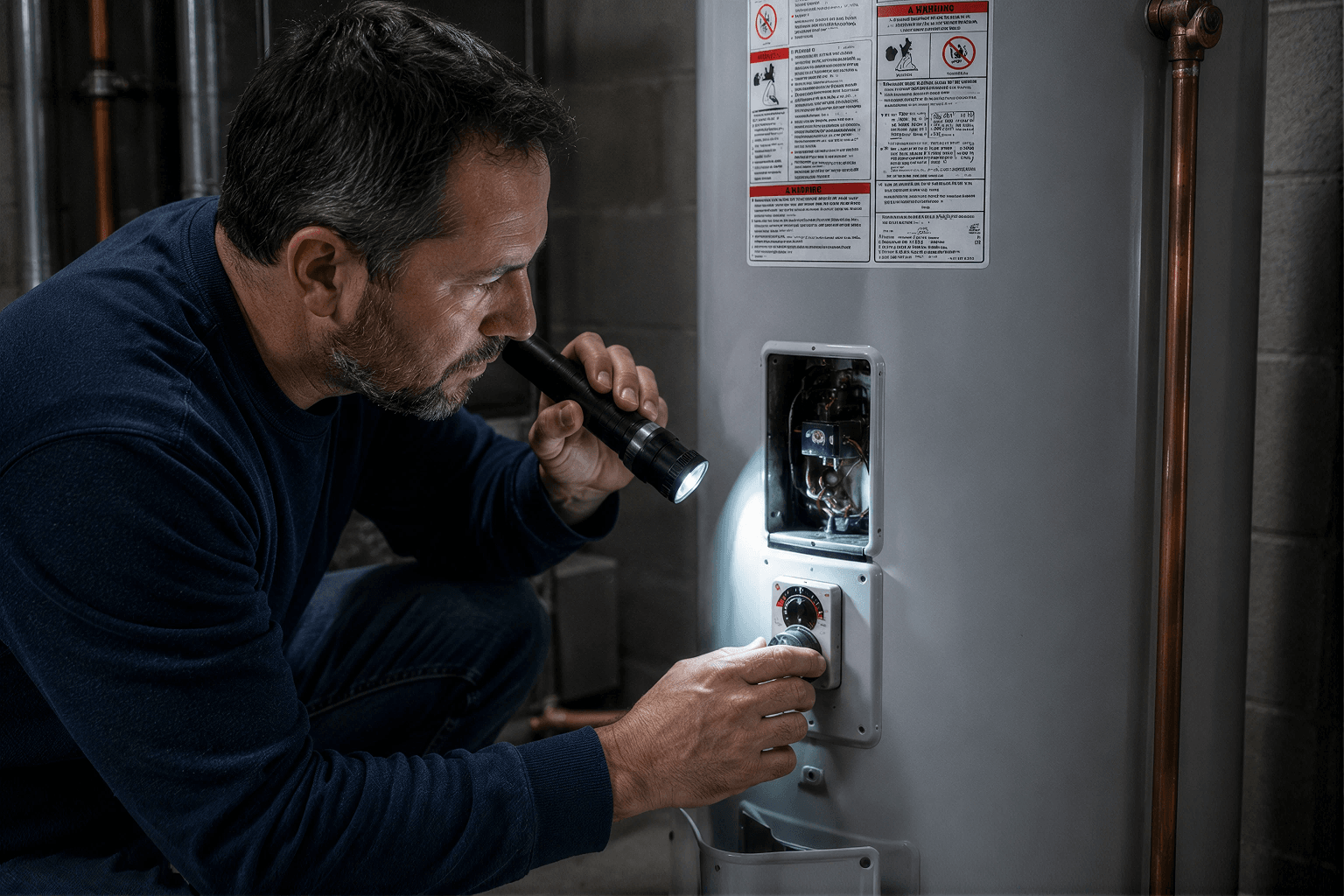 Troubleshooting no hot water issue - checking water heater diagnostics